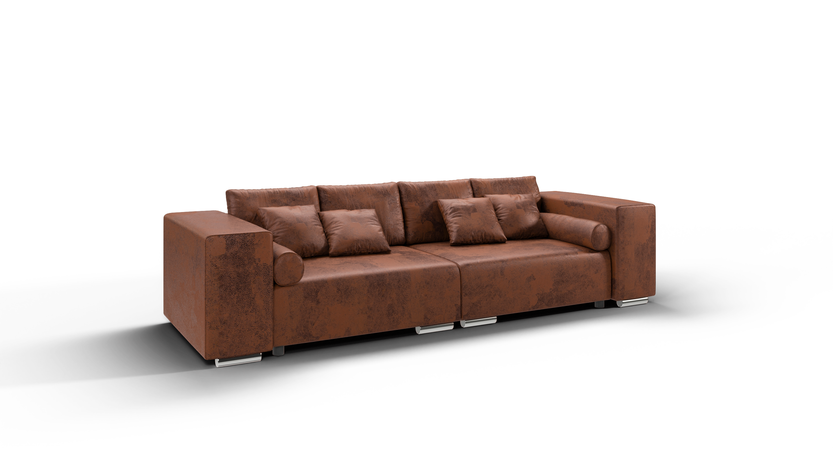 BIGSOFA Rico Braun Microfaser Vintageoptik - Schwarz/Braun, Kunststoff/Textil (290/80/110cm) - S-Style
