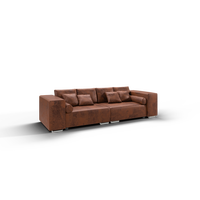 BIGSOFA Rico Braun Microfaser Vintageoptik - Schwarz/Braun, Kunststoff/Textil (290/80/110cm) - S-Style