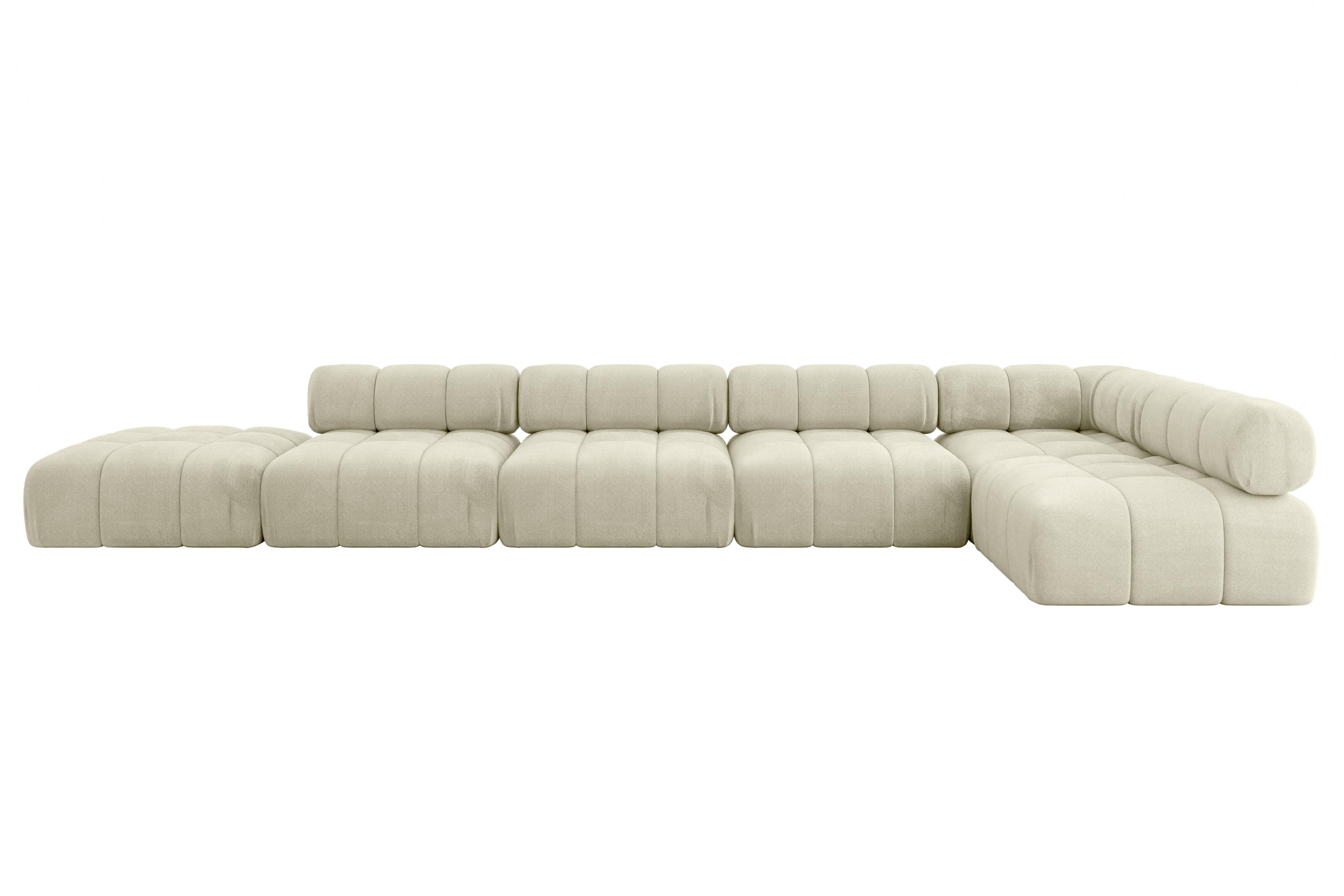 ECKSOFA modulares Sofa Favio-L3 - 475x190x70 cm Beige Velours - Beige, Holzwerkstoff/Textil (475/190cm) - ALTDECOR