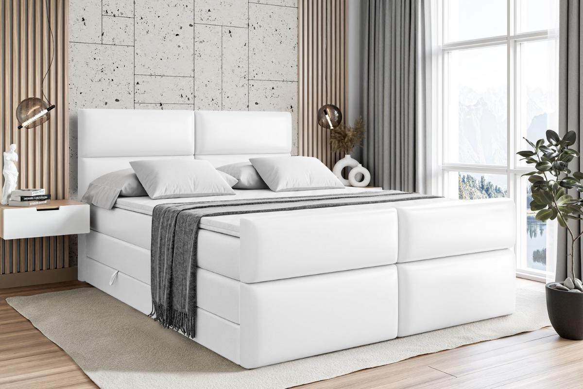 BOXSPRINGBETT BOXI3-Z KING - 160x200 - H3/H4 - Weiß Hochglanz - Weiß Hochglanz, Holzwerkstoff (160/200cm) - ALTDECOR