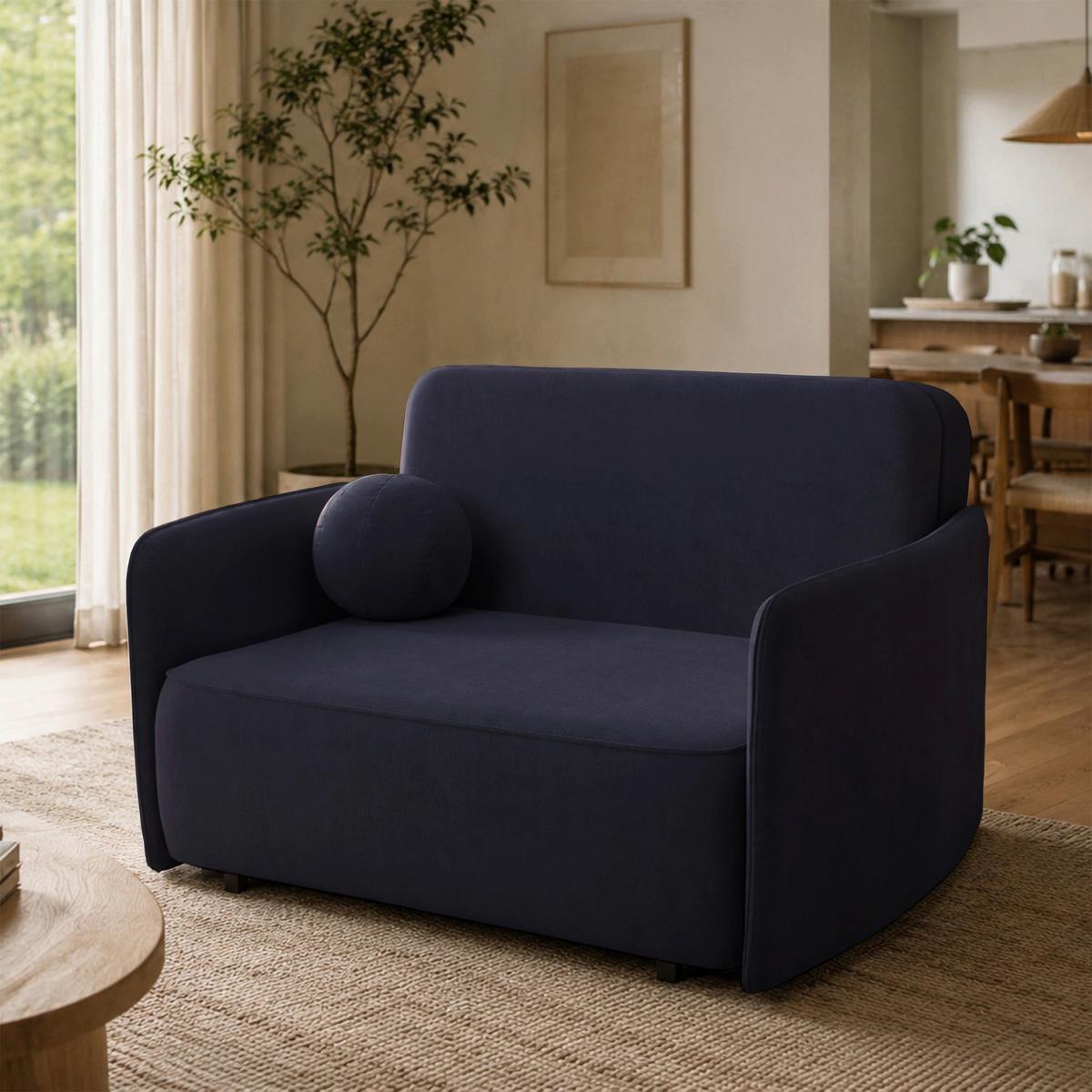 SCHLAFSOFA Paxi 145 cm - Schwarz/Dunkelblau, Textil/Metall (145/84/106cm) - Selsey