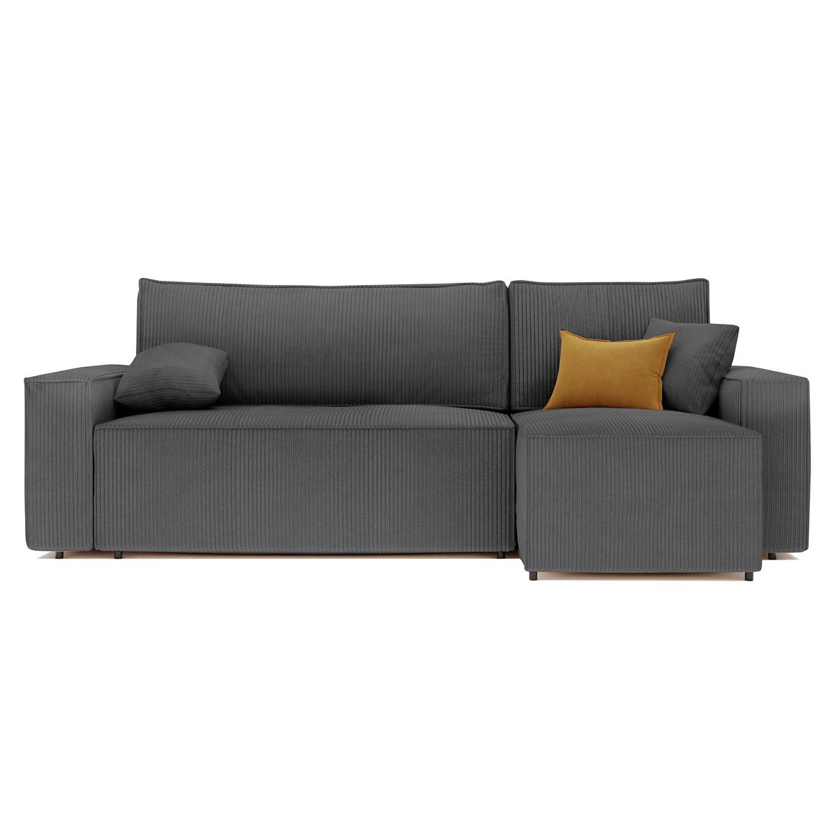 ECKSOFA Paris mit Schlaffunktion Cord - Grau, Textil (244/155cm) - Idohome