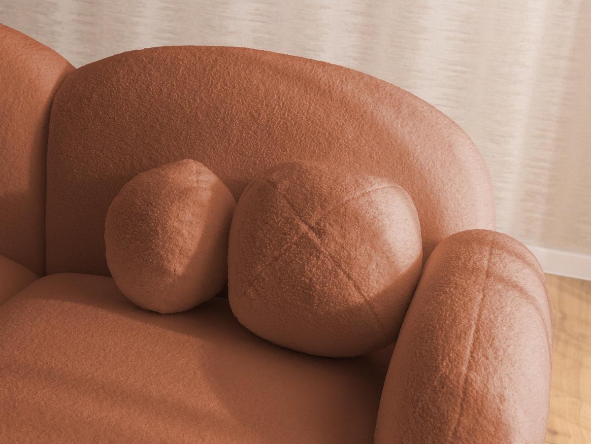 ECKSOFA Nuvola mit abgerundetem Design Terrakotta Bouclé-Stoff - Ottomane Rechts - Terracotta/Schwarz, Holz/Kunststoff (268/146cm) - S-Style Möbel