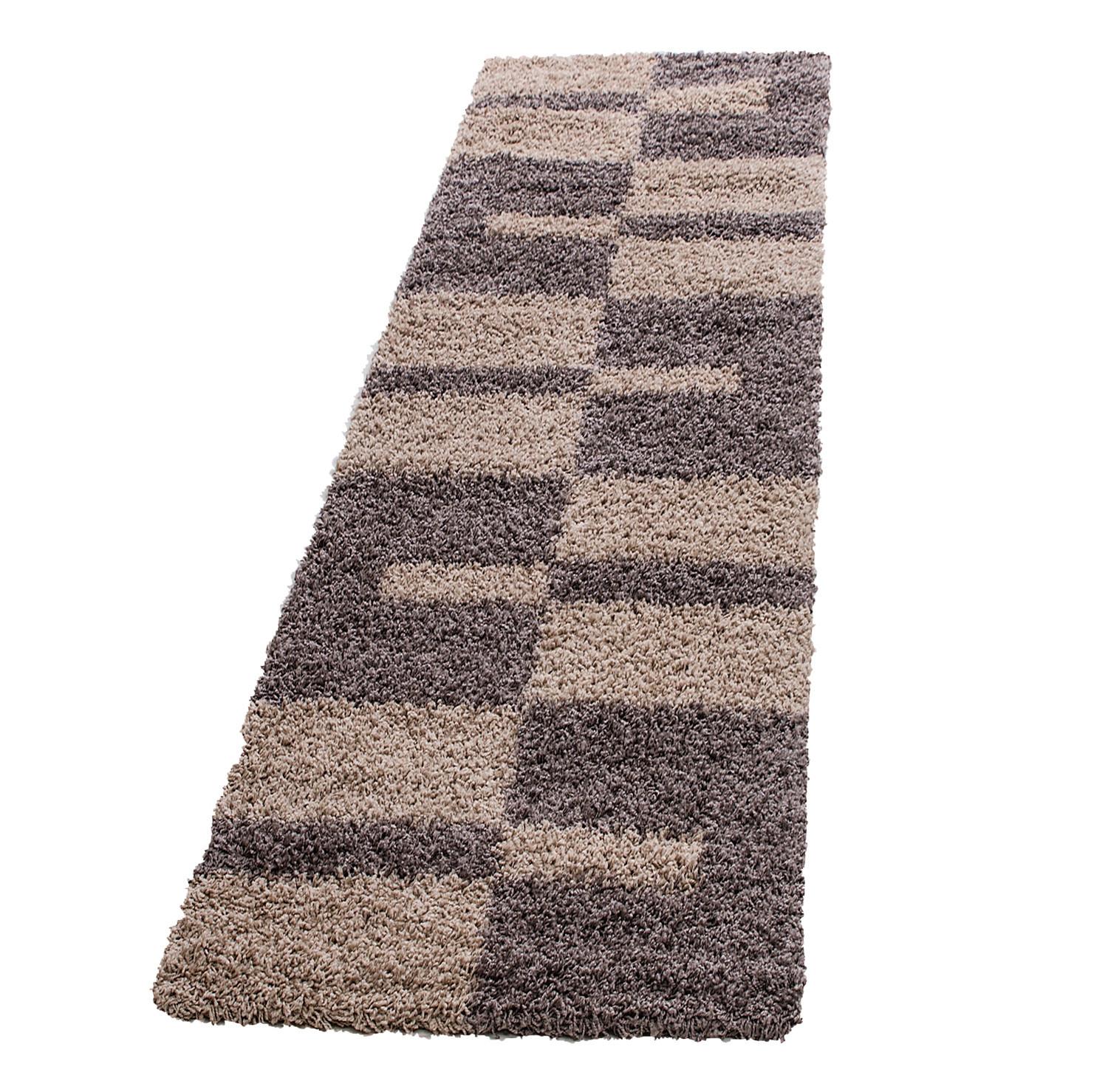 HOCHFLORTEPPICH WERFEN, kariert, Taupe, 80 x 250 cm - Braun, Textil (250/80cm) - KADIMA DESIGN