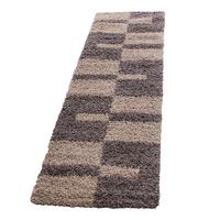 HOCHFLORTEPPICH WERFEN, kariert, Taupe, 80 x 250 cm - Braun, Textil (250/80cm) - KADIMA DESIGN
