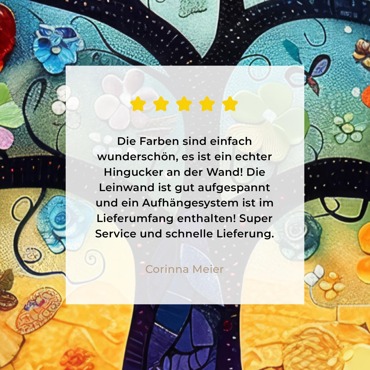 LEINWANDBILD Kunst - Baum des Lebens - Blumen - Hippie Wanddeko Schlafzimmer 60x90 cm - Dunkelblau, Textil (60/90cm) - MuchoWow