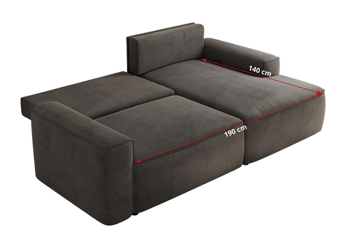 ECKSOFA BELLUNO L Dunkelgrau Velvet - Links - Dunkelgrau/Schwarz, Textil (144/233cm) - MKS