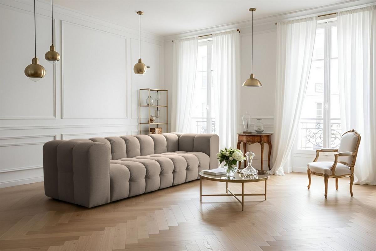 SOFA 4-sitzer Solvie In Tiffani - Taupe, Holzwerkstoff/Textil (250/75/106cm) - Fun Möbel