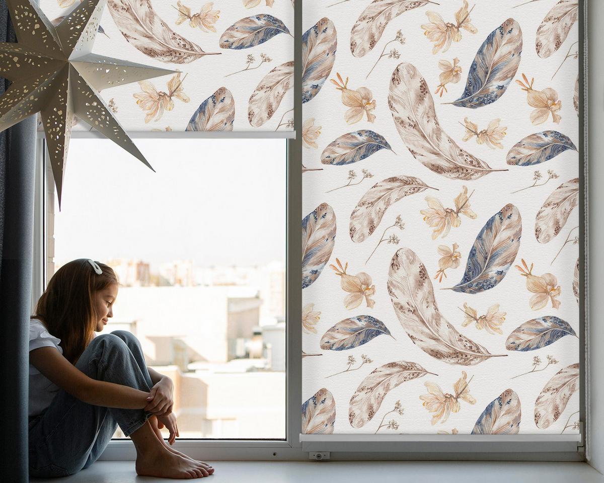 INNENROLLO - Fensterrollo - Rollo - 100x140 cm - Blätter - Braun, Kunststoff (100/140/0.5cm) - TULUP