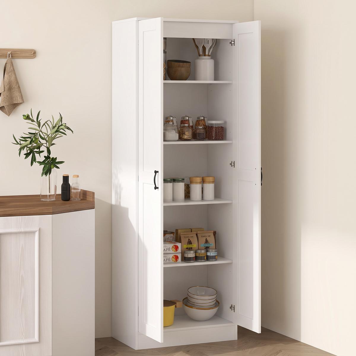 KÜCHENSCHRANK Spanplatte Weiß - Weiß, Holzwerkstoff/Metall (36.5/175/60cm) - HOMCOM