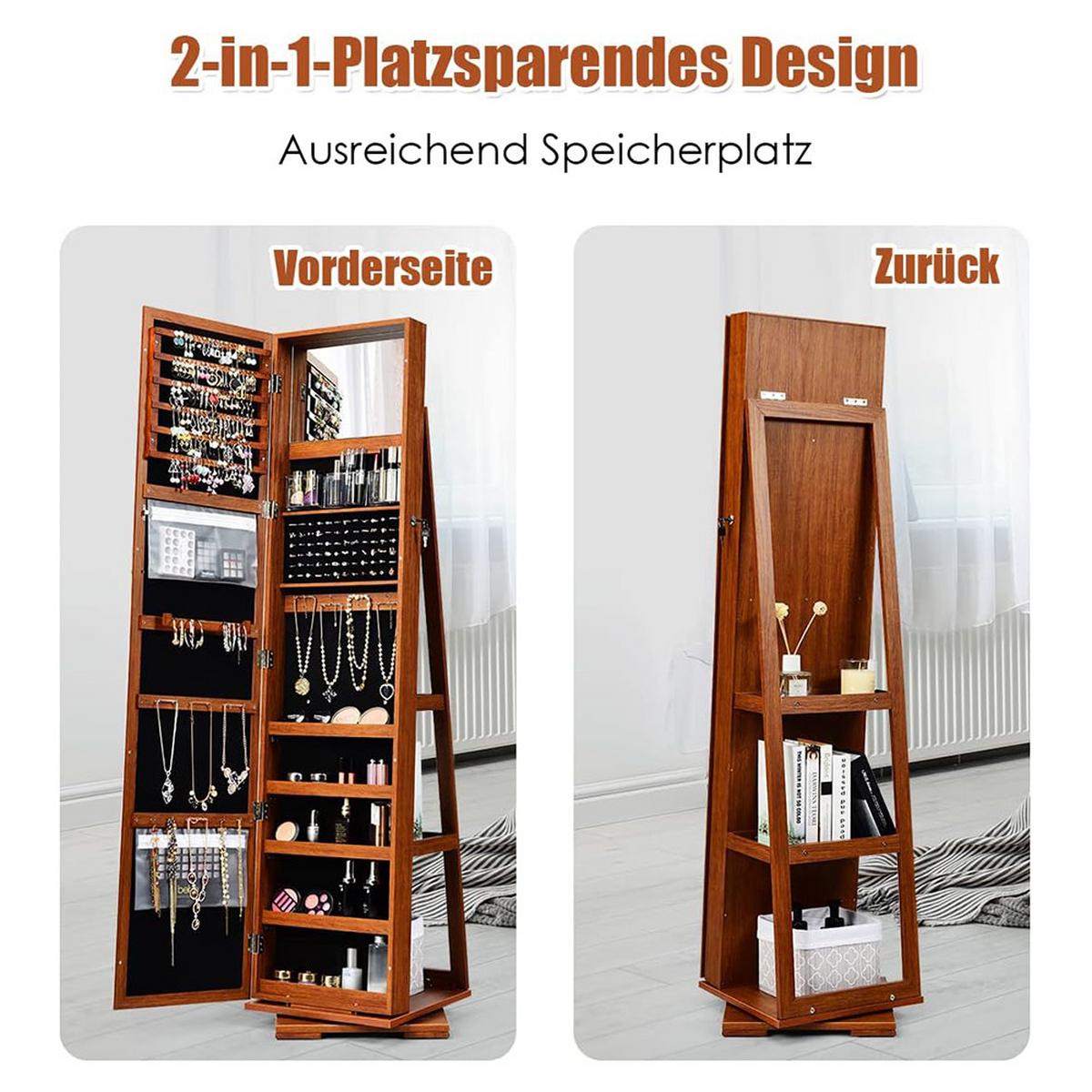 SCHMUCKSCHRANK 2 in 1 Leiterregal Braun - Braun, Holz (39/161/39cm) - COSTWAY