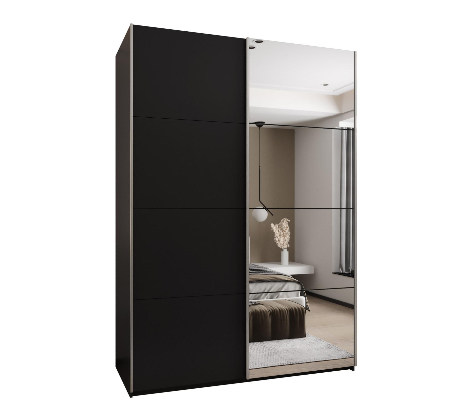 SCHWEBETÜRENSCHRANK 245,5/170/64 2-türig - Silberfarben/Schwarz, Holz/Metall (170/245/64cm) - Abiks Möbel