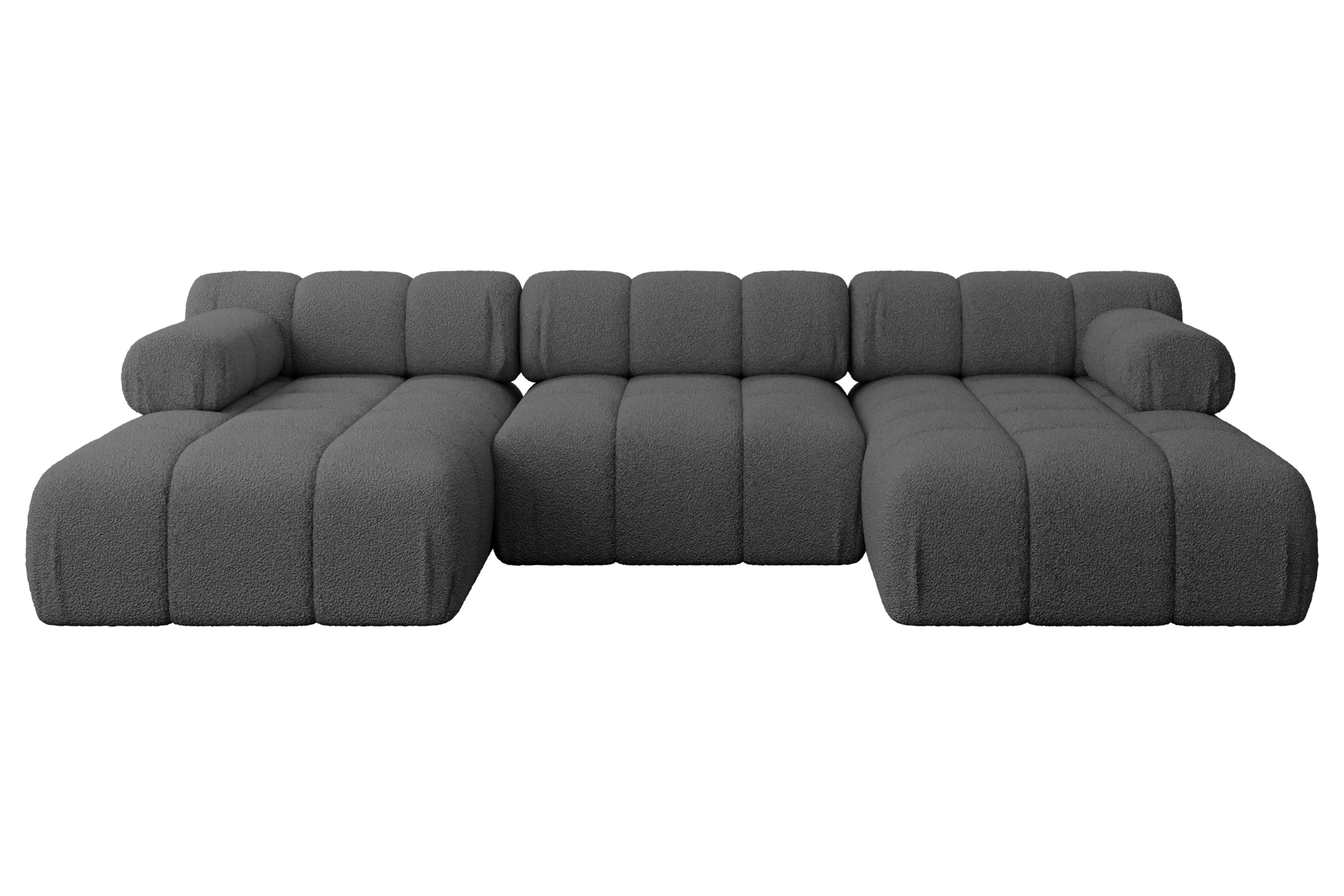 WOHNLANDSCHAFT modulares Sofa Tesso-U1 - 285x160x70 cm Grau Bouclé - Grau, Holzwerkstoff/Textil (285/70/160cm) - ALTDECOR