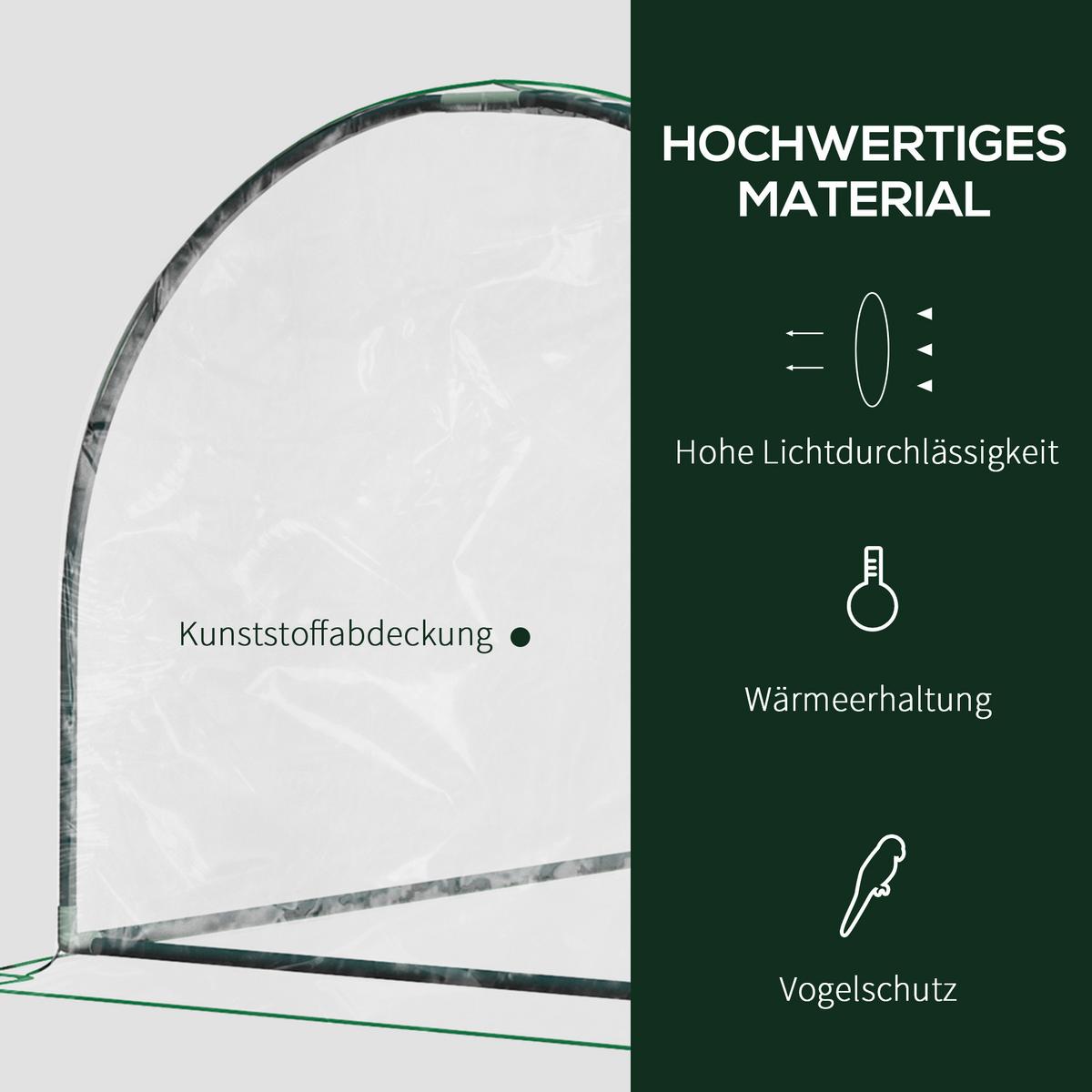 FOLIENGEWÄCHSHAUS, Transparent+Grün, kunststoff(Folie), Stahl(Gestell) - Transparent/Grün, Metall (100/80/200cm) - Outsunny