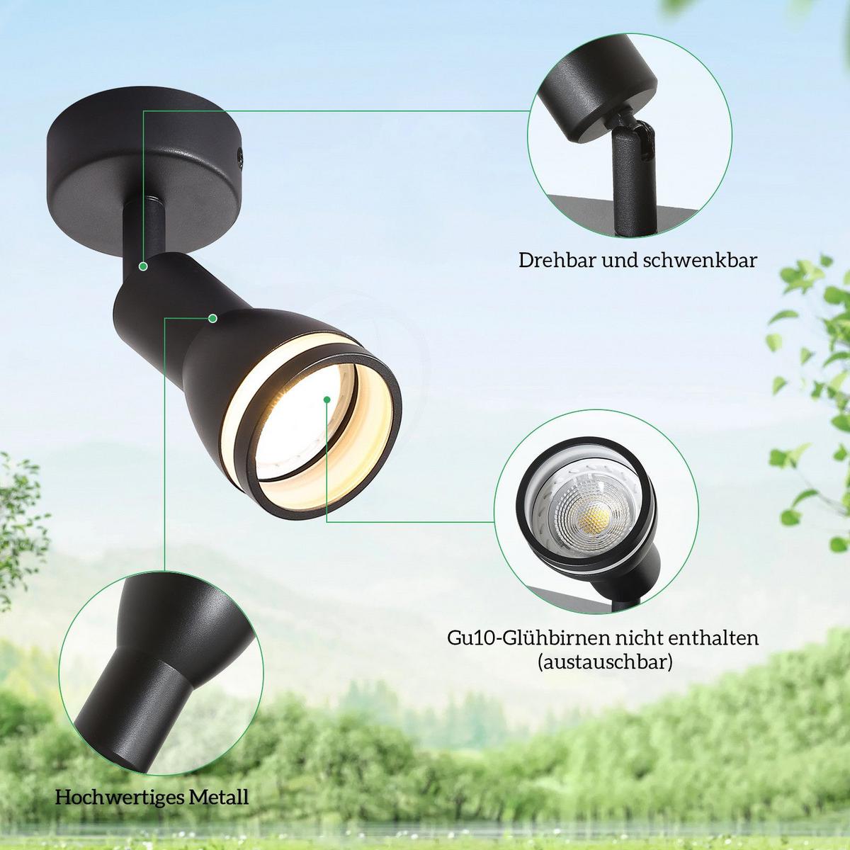DECKENSTRAHLER Macleod 1-flammig 6/6/15.7cm - Schwarz, Metall (6/6/15.7cm) - Nettlife