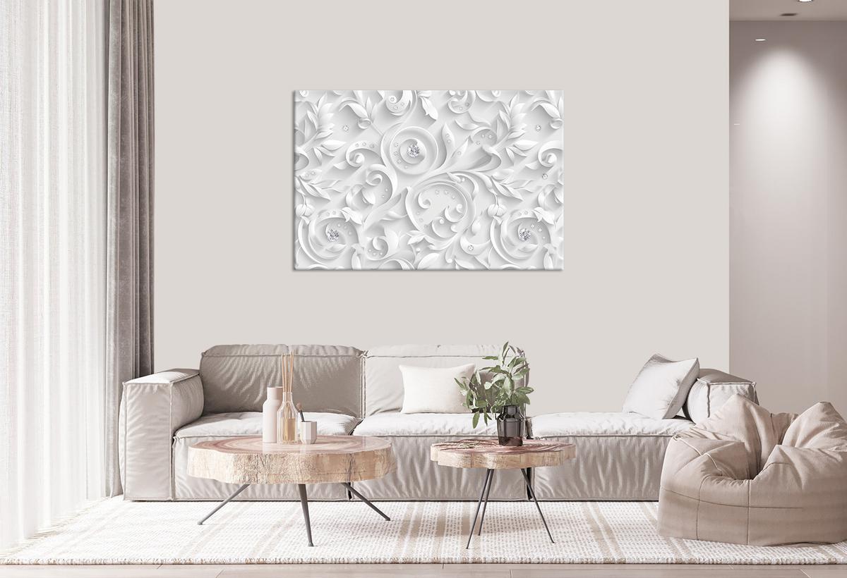WANDBILD muster blumen diamanten glamour - Weiß, Textil (60/40cm) - Feeby