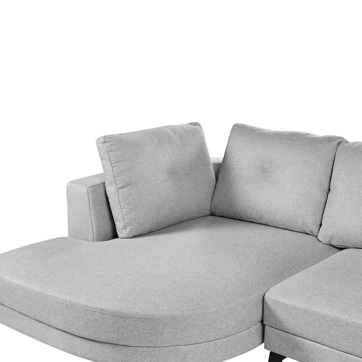 ECKSOFA 3-Sitzer Kunstleinen Grau rechtsseitig Yuri - Grau, Textil (262/151cm) - Beliani
