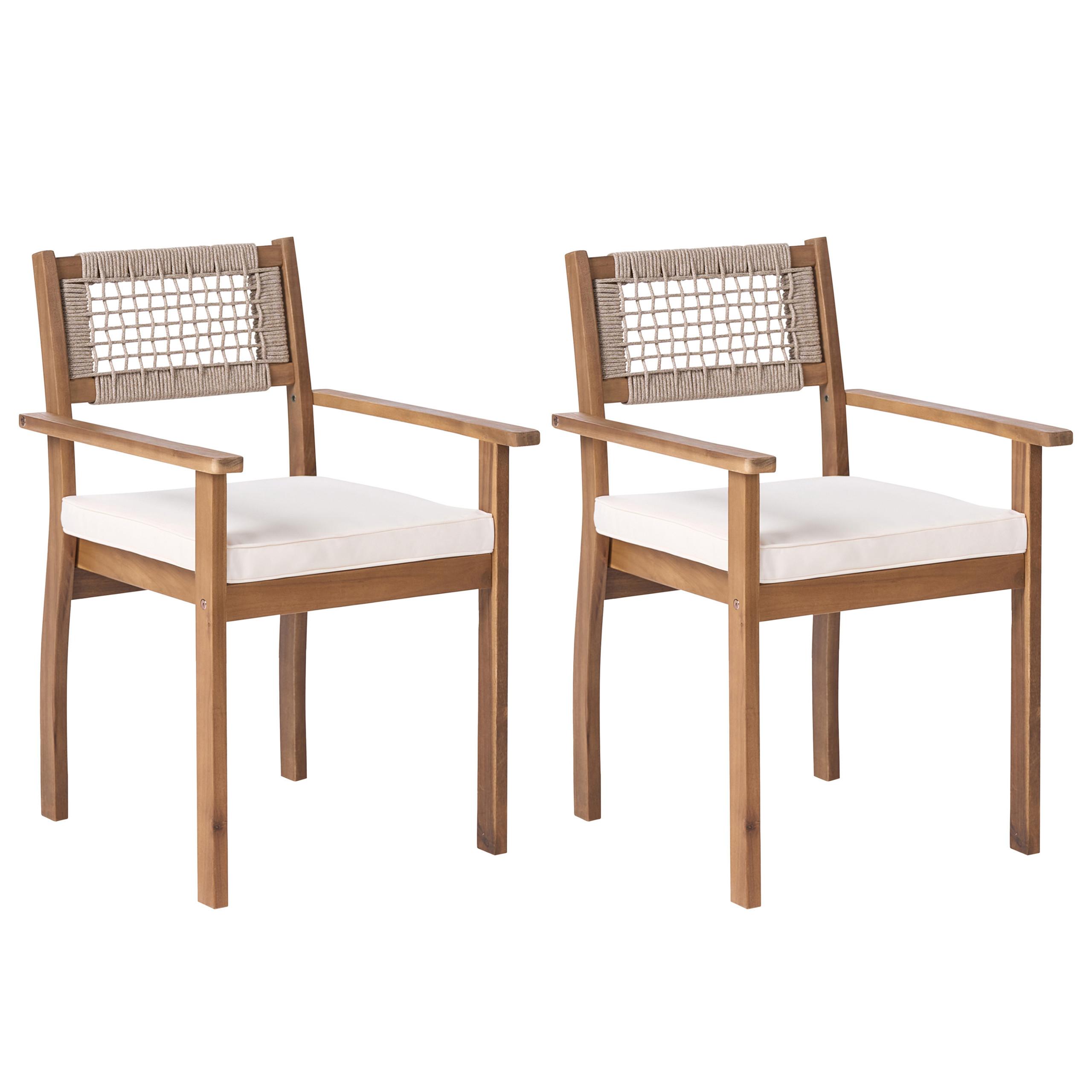 GARTENSTUHL 2er Set Akazienholz Hellbraun Sumirago - Hellbraun, Holz (55/85/55cm) - Beliani