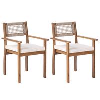 GARTENSTUHL 2er Set Akazienholz Hellbraun Sumirago - Hellbraun, Holz (55/85/55cm) - Beliani