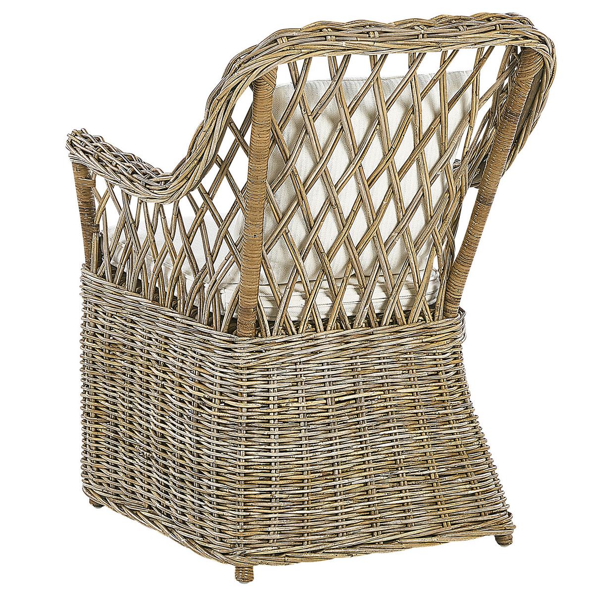 GARTENSESSEL Rattan natürlich Auflagen cremeweiß Maros - Beige/Naturfarben, Naturmaterialien (60/90/70cm) - Beliani