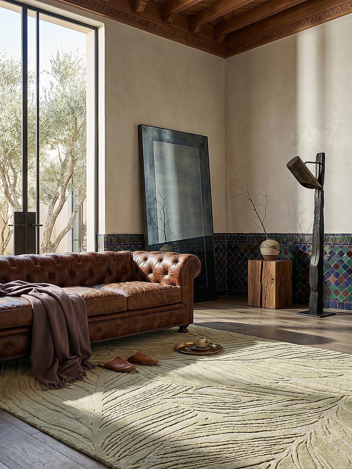 WOLLTEPPICH LEVEN, floral, Grün-Beige, 120 x 170 cm - Grün, Textil (120/170cm) - KADIMA DESIGN
