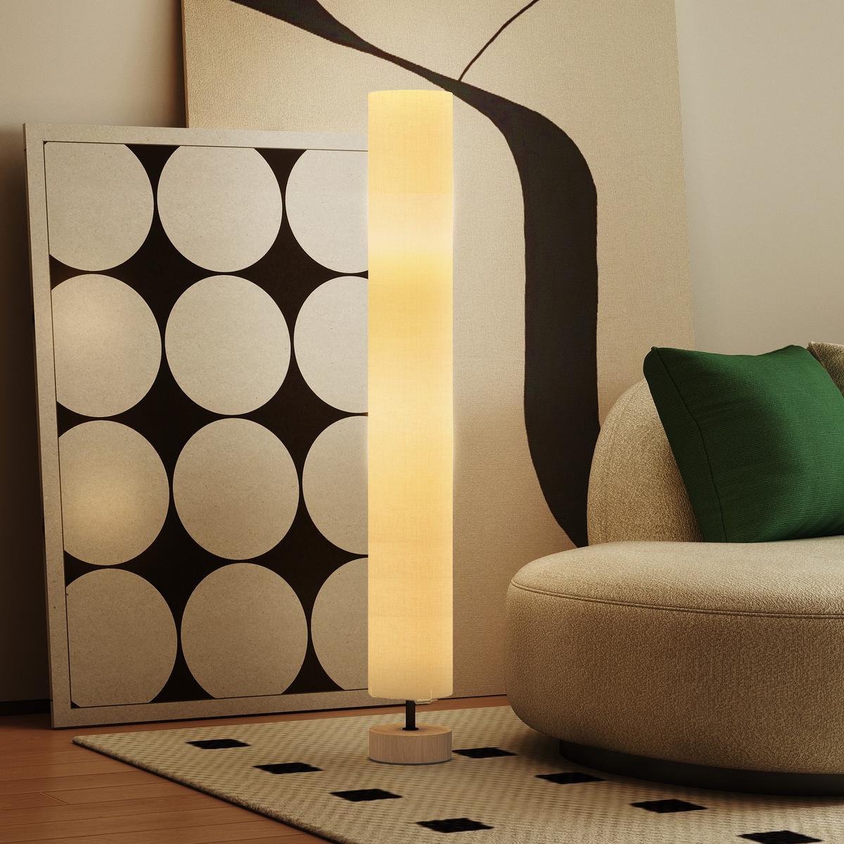 STEHLAMPE Leinen Beige - Beige, Textil (15/15/120cm) - HOMCOM