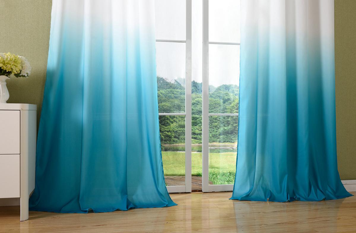 VORHANG FARBVERLAUF HxB 245x140 cm Türkis - Türkis, Textil (140/245cm) - Gardinenbox