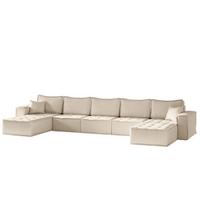 WOHNLANDSCHAFT Sande In Raven - Creme, Holzwerkstoff/Textil (452/85/192cm) - Fun Möbel