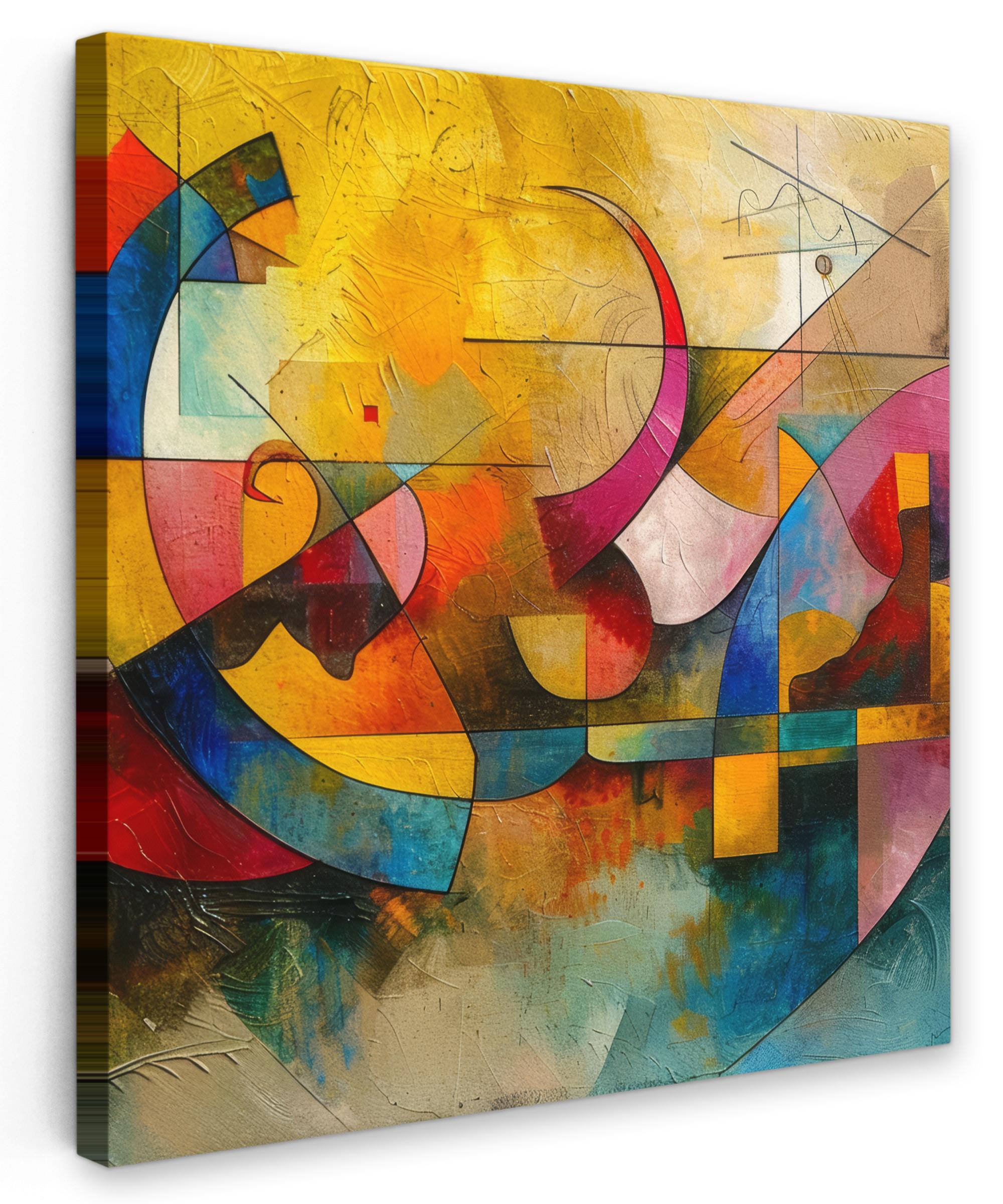 LEINWANDBILD Kunst - Abstrakt - Modern Wandbild Wohnzimmer 50x50 cm - Gelb, Textil (50/50cm) - MuchoWow