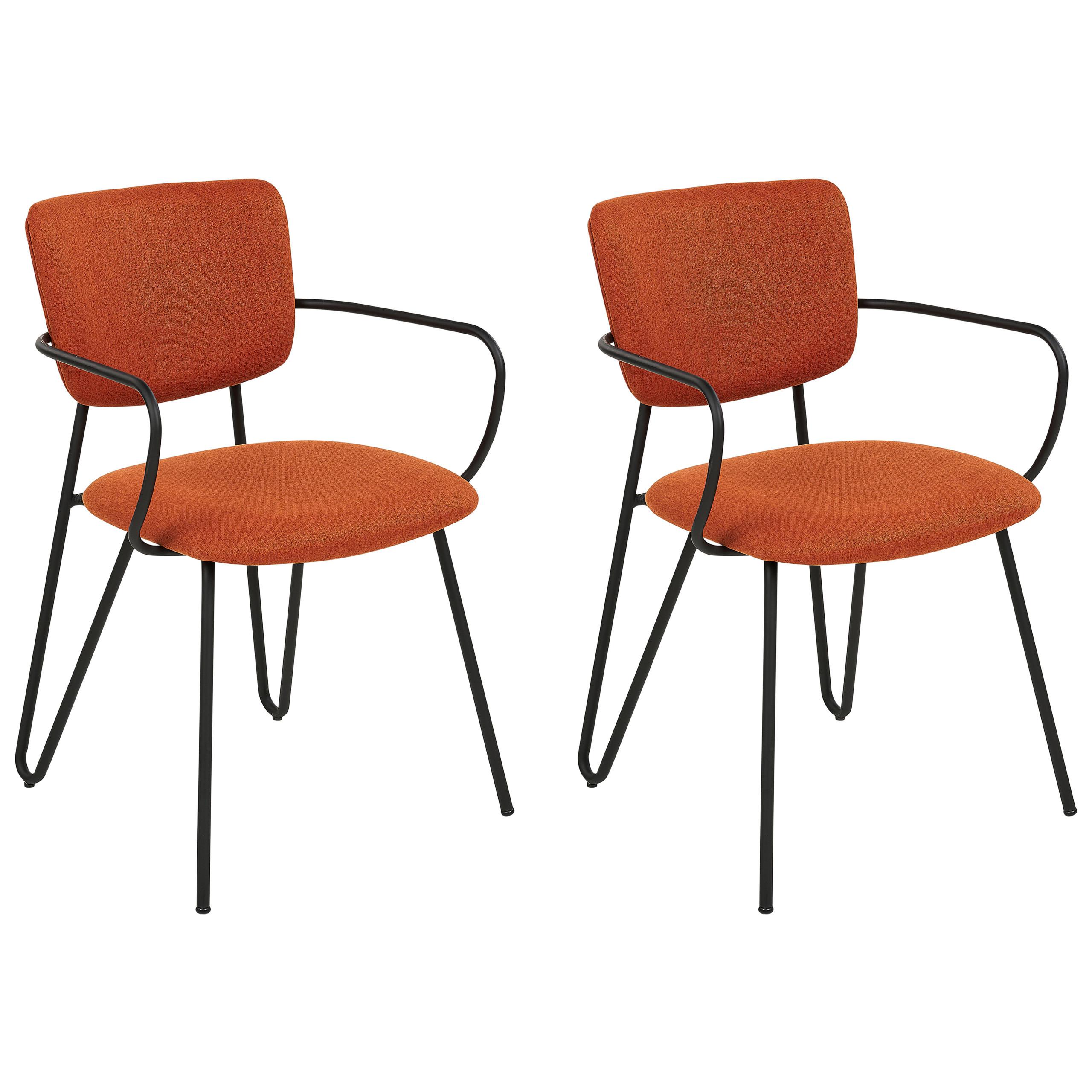 ESSZIMMERSTUHL 2er-Set Polsterbezug Orange Elko - Orange, Textil/Metall (45/80/54cm) - Beliani