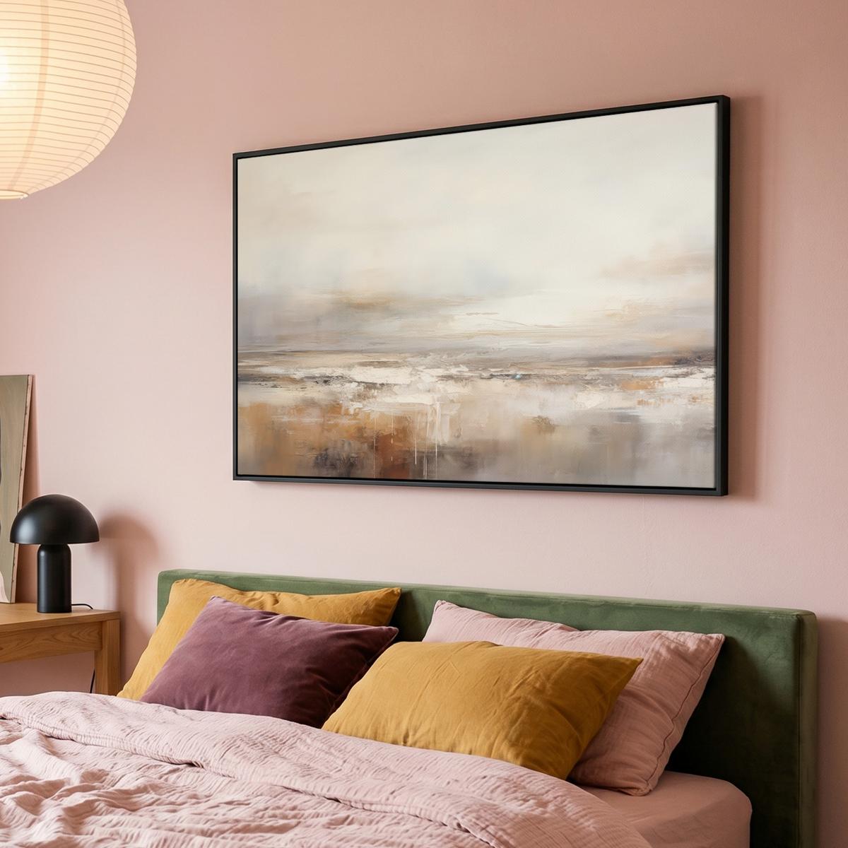 LEINWAND Bilder mit Rahmen - Kunst - Industriell - Grau - Braun - Abstrakt - 140x90 - Sandfarben, Textil (140/90cm) - MuchoWow