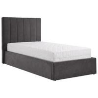 POLSTERBETT Melvio Einzelbett 90x200 cm mit Bettkasten und und Taschenfedernmatratze 26 cm, Dunkelgrau - Dunkelgrau, Textil (90/200cm) - Beautysofa