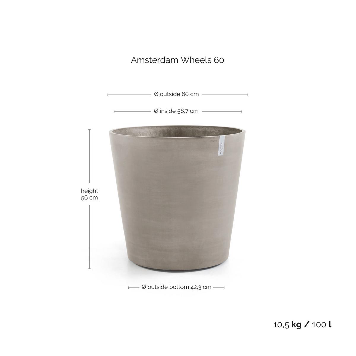 BLUMENTOPF Amsterdam Wheels 60/56 cm Taupe - Taupe, Kunststoff (60/56cm) - Ecopots