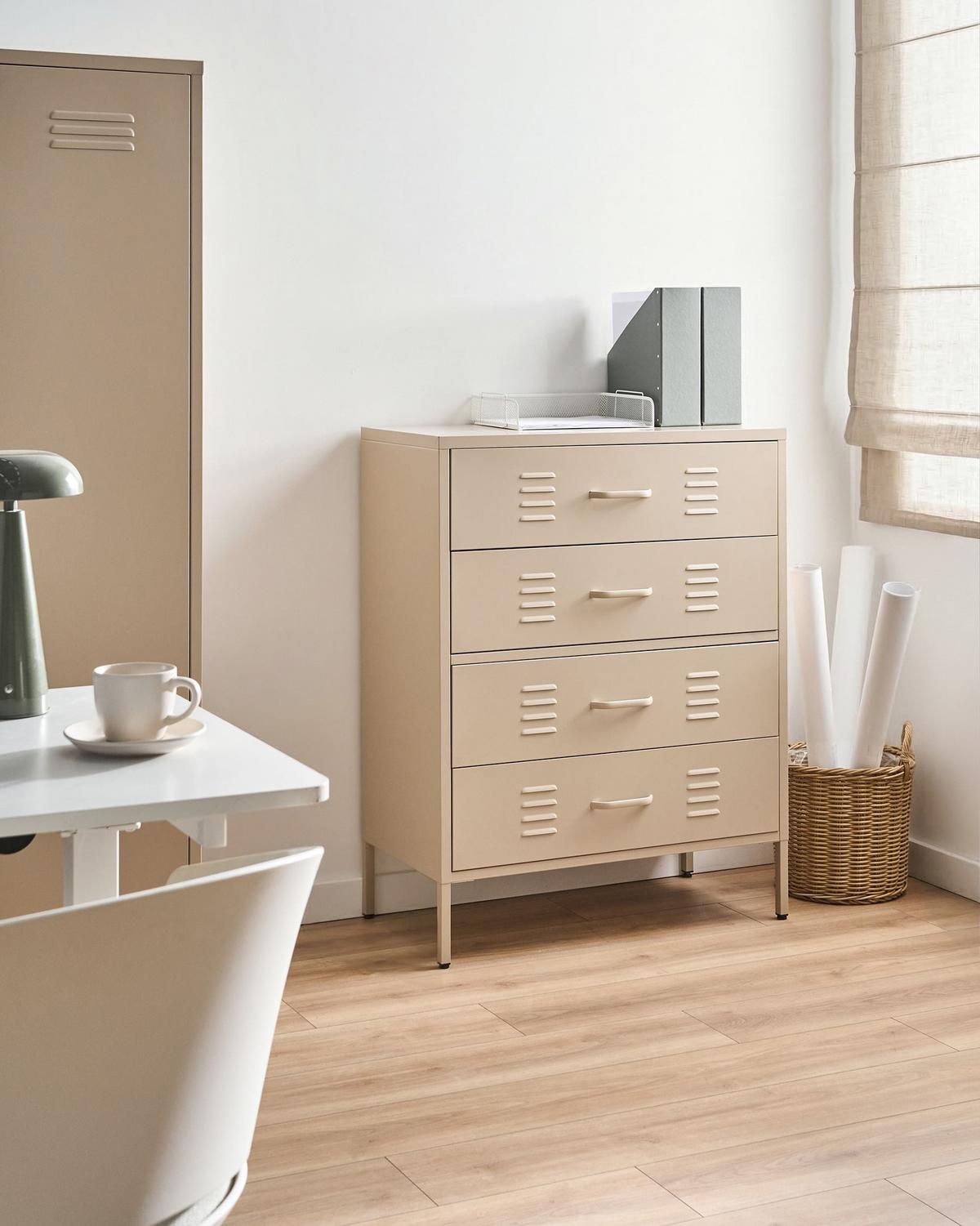 KOMMODE Metall Beige Enago - Beige, Metall (80/102/40cm) - Beliani