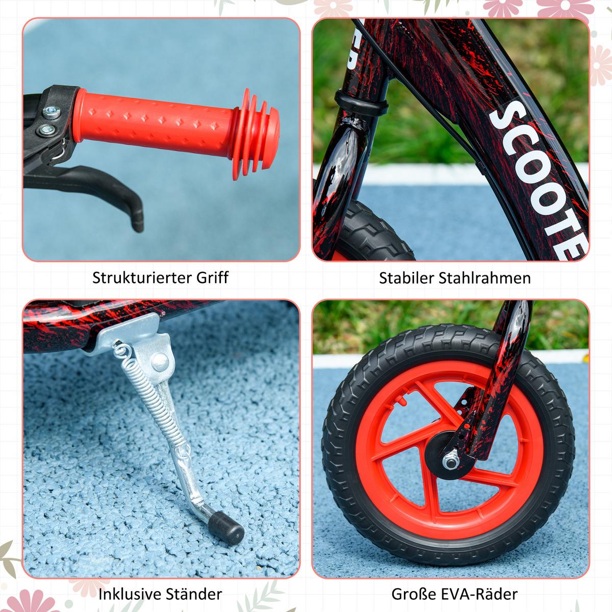 KINDERROLLER Scooter Tretroller mit verstellbarem Lenker, großen Rädern Rot - Rot, Metall (118/52/88cm) - AIYAPLAY