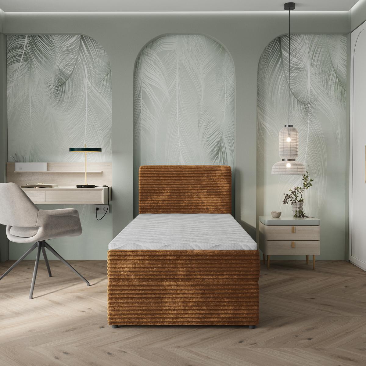 BOXBETT PISA 80 80x200 cm mit Matratze und Topper, H2+H3 - Kupferfarben - Kupferfarben, Holz (80/200cm) - MASSENO