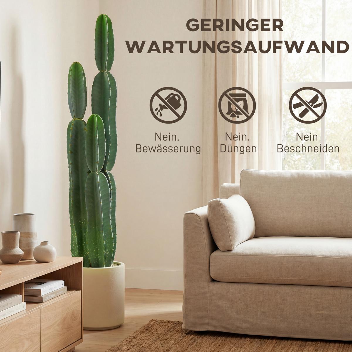 KUNSTPFLANZE Kunststoff Grün - Beige/Grün, Kunststoff (111cm) - HOMCOM