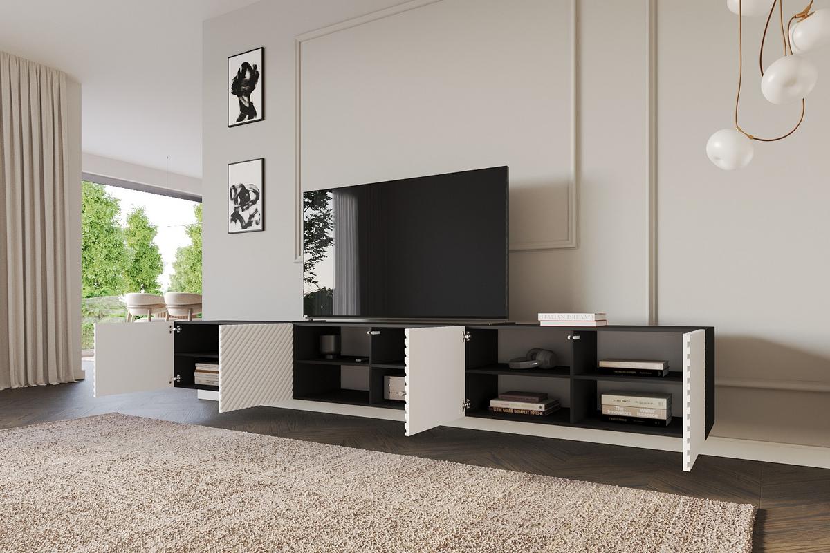 LOWBOARD ZENO-W 3x100x40x40 cm - Schwarz / Weiß - Weiß, Holzwerkstoff (300/40/40cm) - ALTDECOR