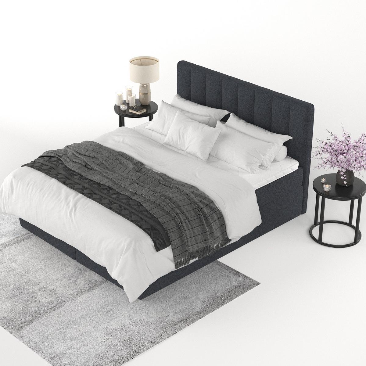 BOXBETT Lusso 140/200 cm Anthrazit im Riva Stoff - Anthrazit/Schwarz, Holz/Holzwerkstoff (140/200cm) - AltaBeds