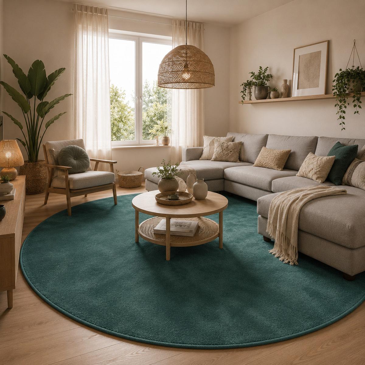 HOCHFLOR LANGFLOR TEPPICH SUPER SOFT MELIA RUND - Mintgrün, Textil (120/120cm) - Pergamon