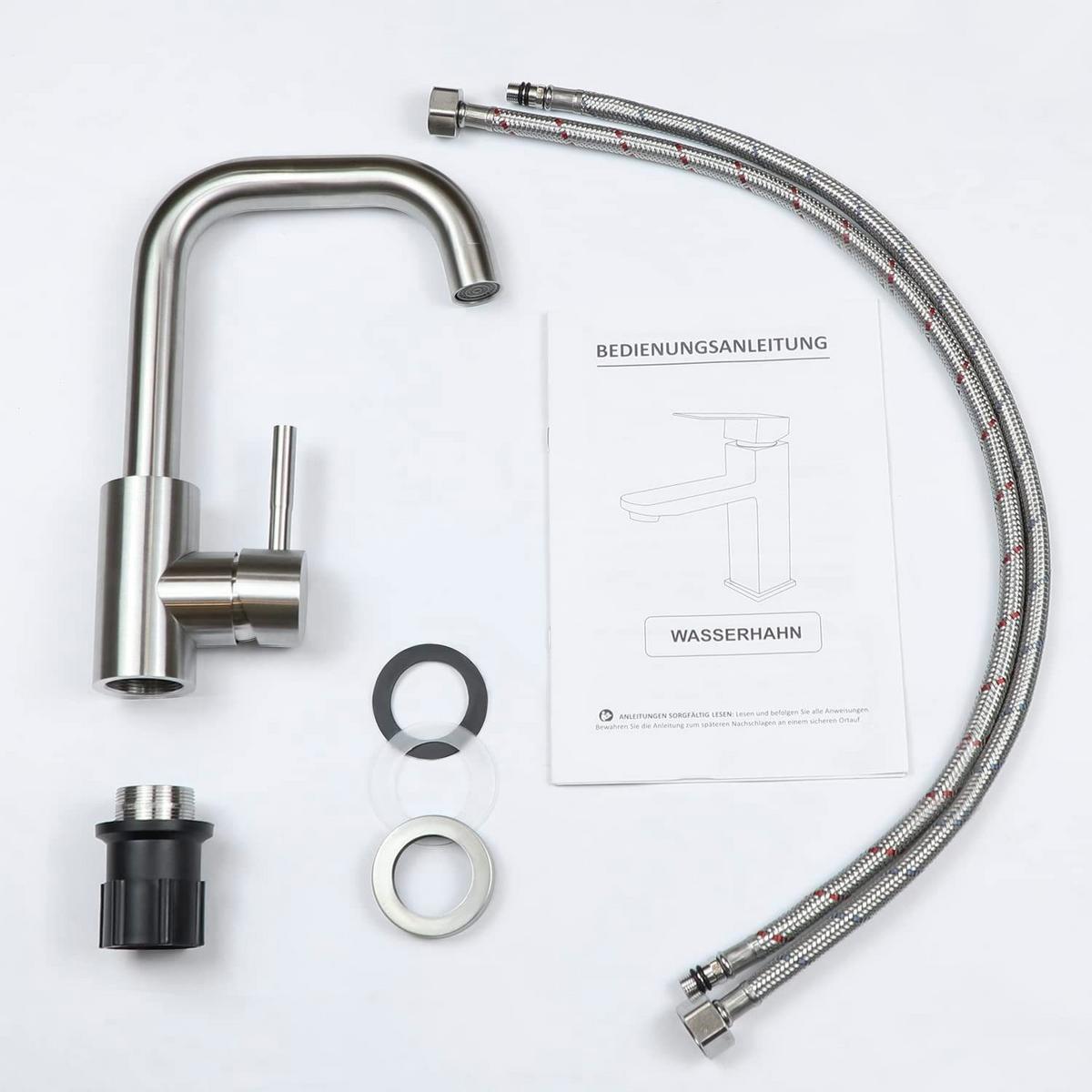 WASCHTISCHARMATUR NORA 24/6/24 cm - Silberfarben, Metall (6/24/24cm) - Nettlife
