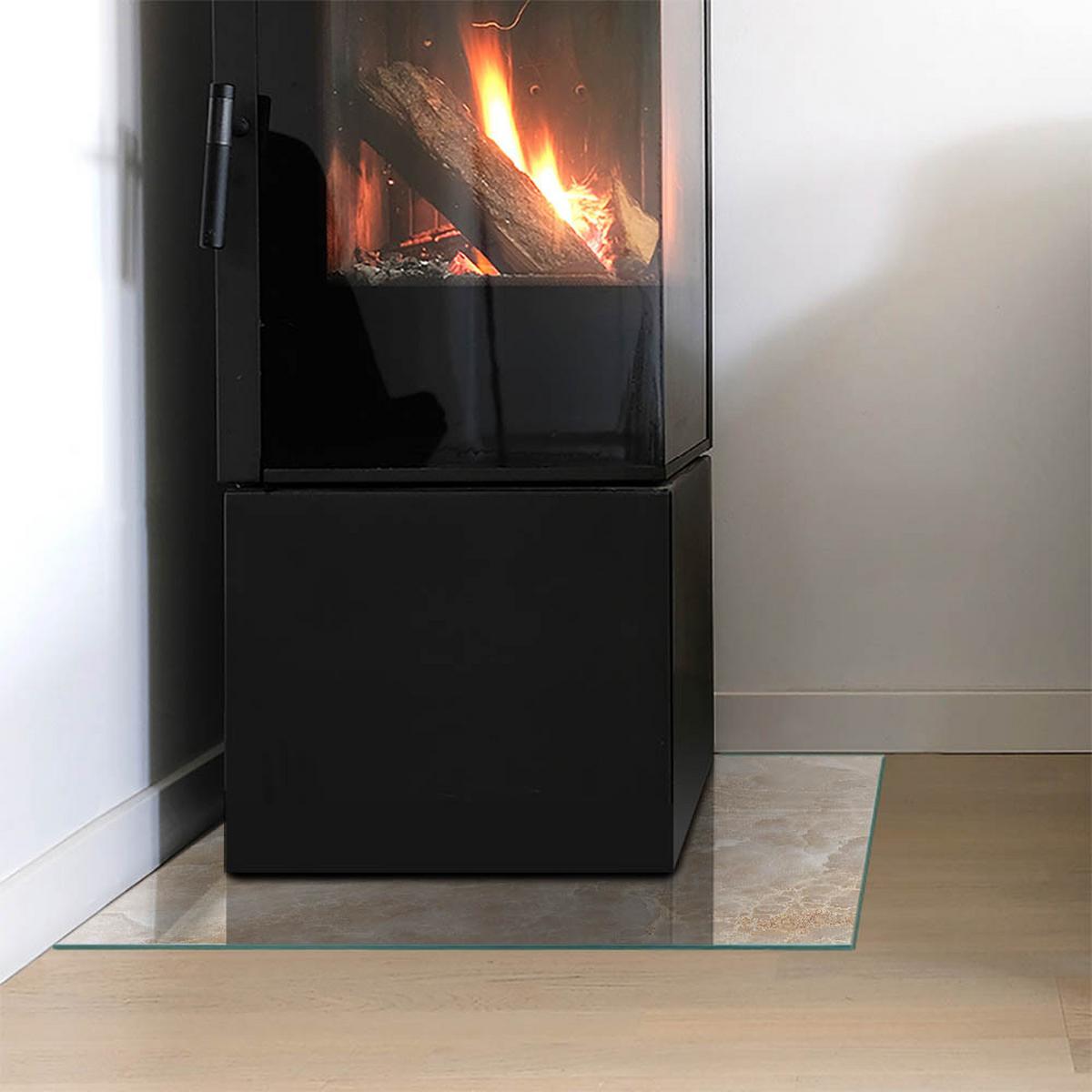 GLASPLATTE für Kamin 50x50 cm - Beige, Glas (50/50/0.4cm) - TULUP