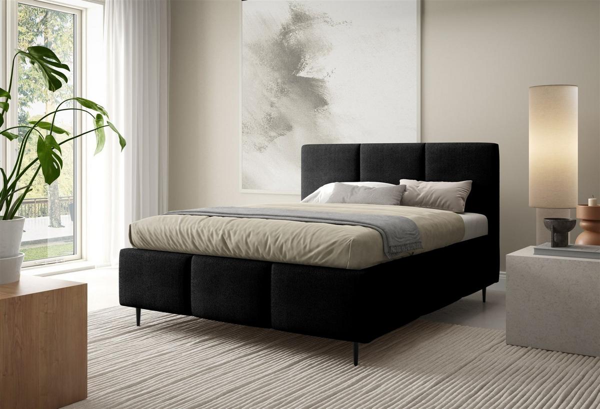 POLSTERBETT Miami - Schwarz, Holzwerkstoff/Textil (160/200cm) - Fun Möbel