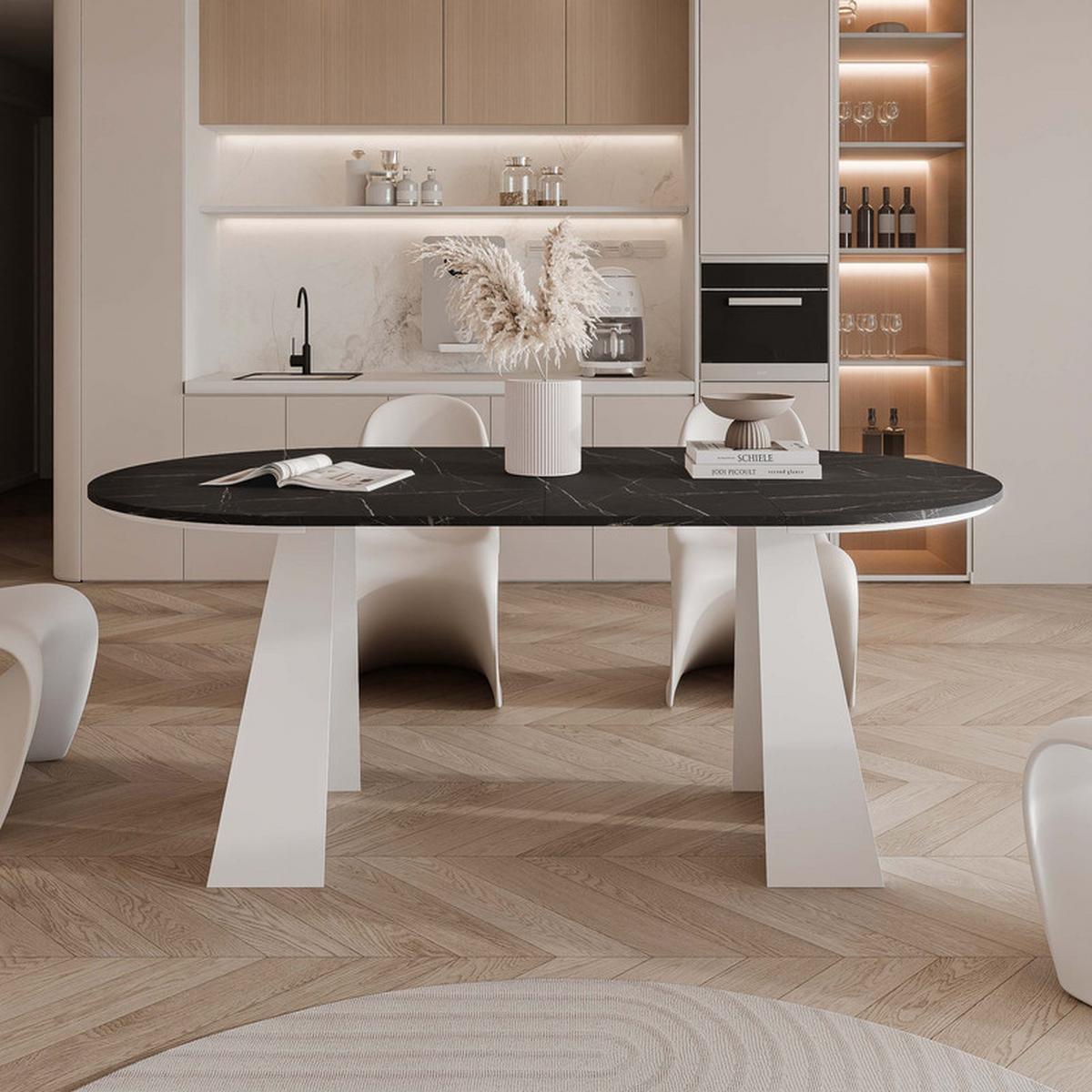 AUSZIEHTISCH FORTE 120/76 cm, Weiß / Grigia Pietra (Steingrau) - Weiß/Grau, Holzwerkstoff/Metall (120/120/76cm) - Idohome