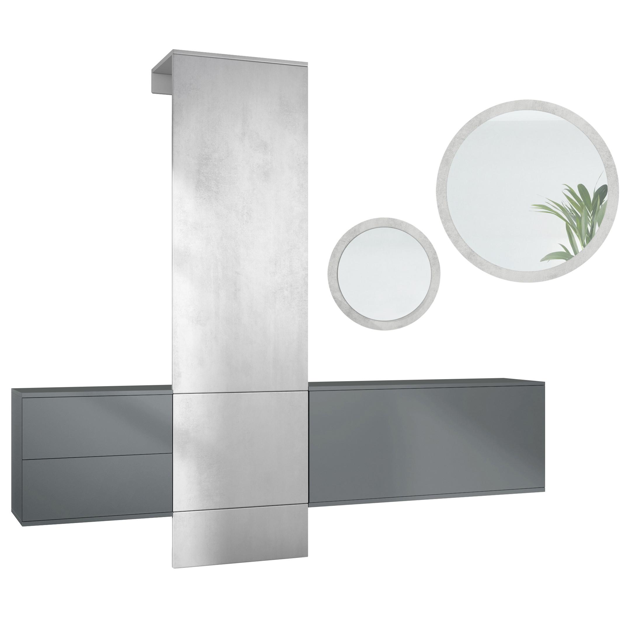 GARDEROBE Carlton Dual Beton Oxid Optik - Hellgrau, Holzwerkstoff (208/193/35cm) - Vladon