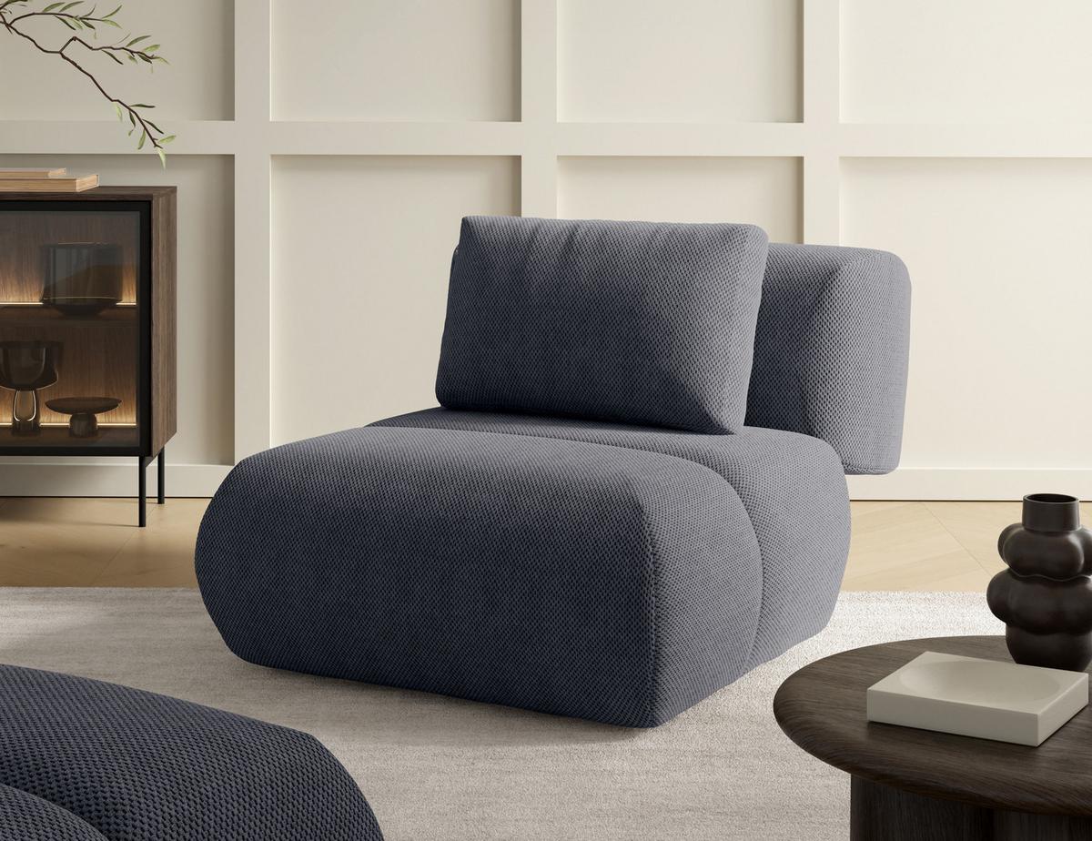 SESSEL ATOMO, Modern Polstersessel Loungesessel, Velours-Stoff Grau - Grau, Holz/Metall (98/82/134cm) - MASSENO