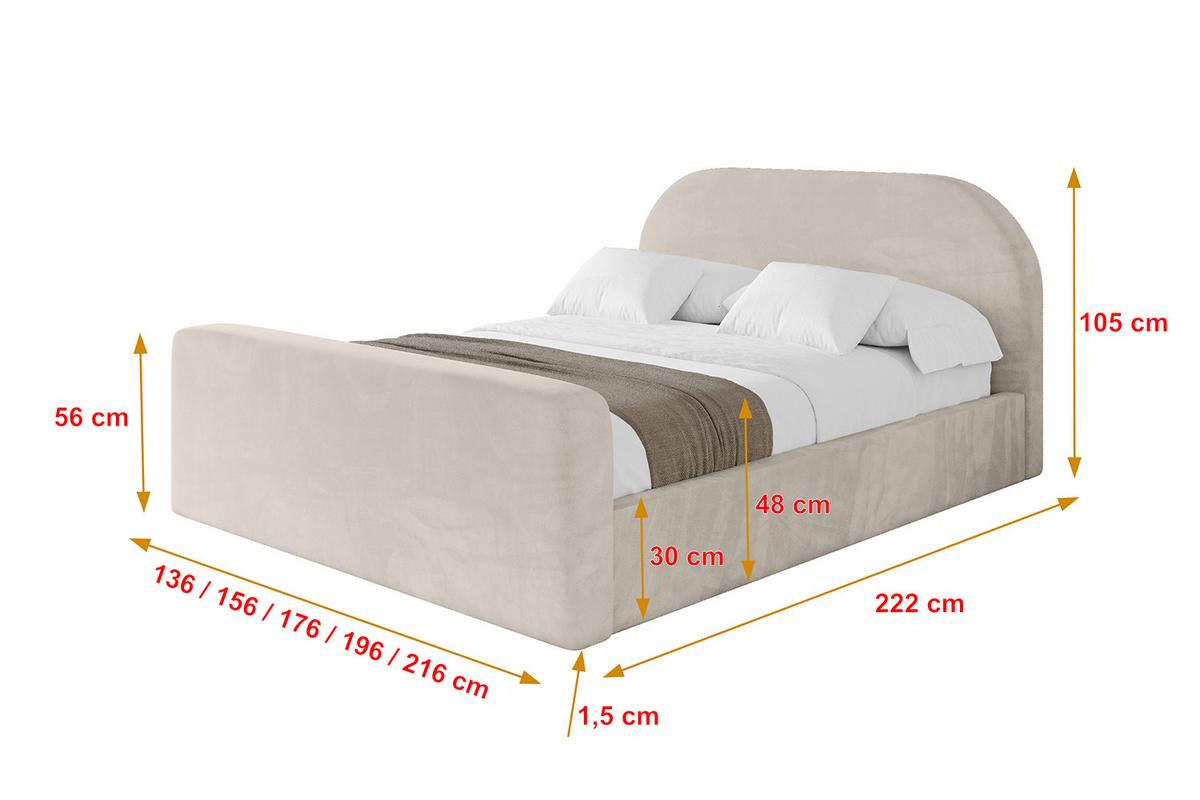 POLSTERBETT mit Bettkasten, Fußteil und Lattenrost, Boxbett ohne Matratze - TIVON-Z 180x200 Beige - Beige, Holzwerkstoff/Textil (180/200cm) - ALTDECOR