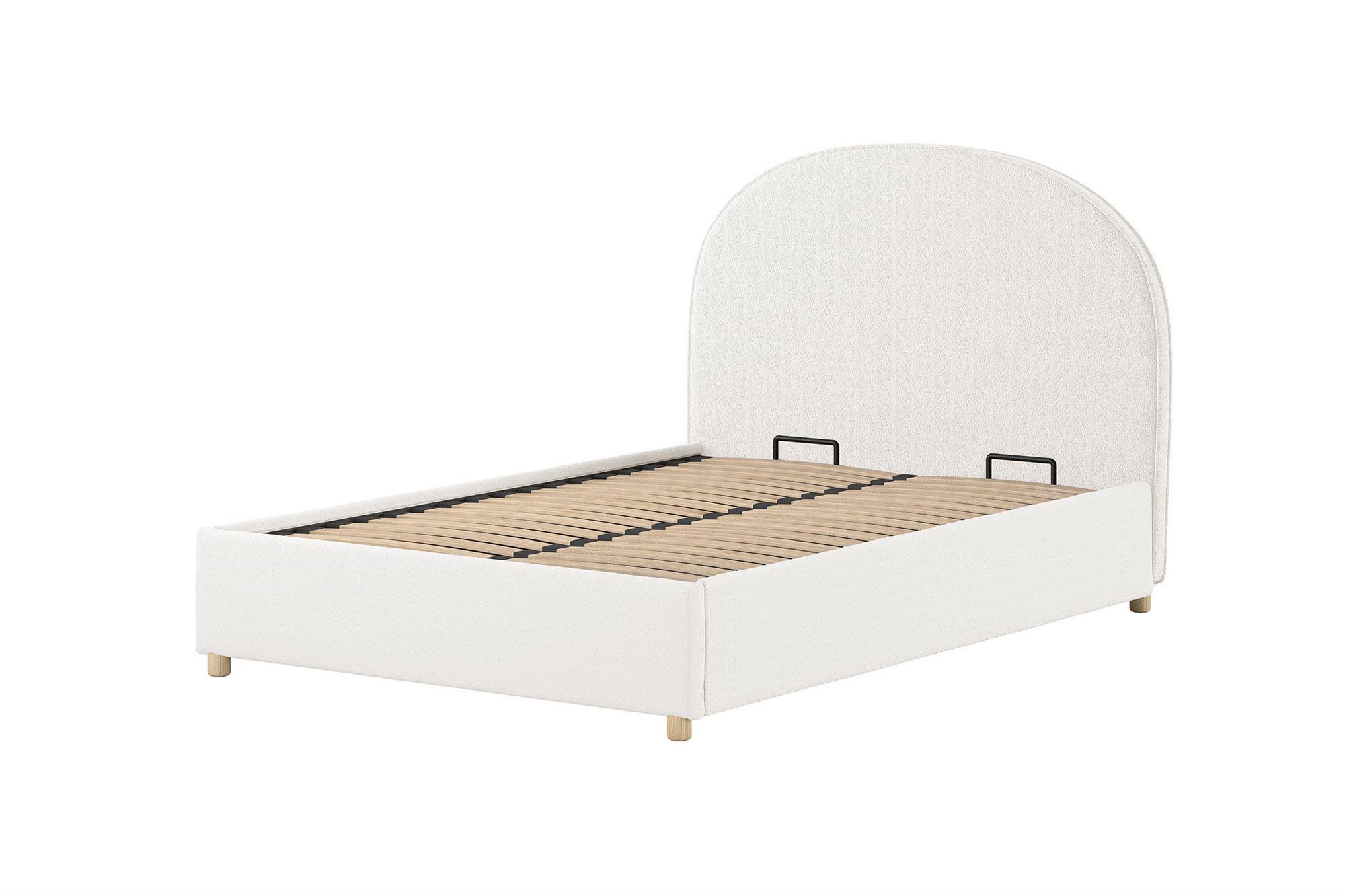 POLSTERBETT Karlotta 140x200 mit Bettkasten Bouclé Stoff weiß - Weiß, Kunststoff (140/200cm) - 58aufmkessel