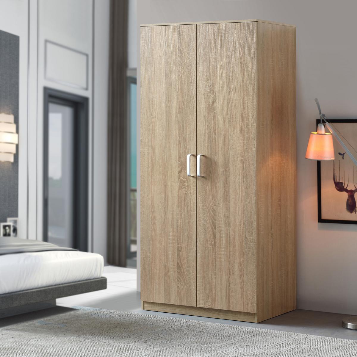KLEIDERSCHRANK Bodolz - Sonoma Eiche, Holzwerkstoff (80/176/52cm) - [en.casa]