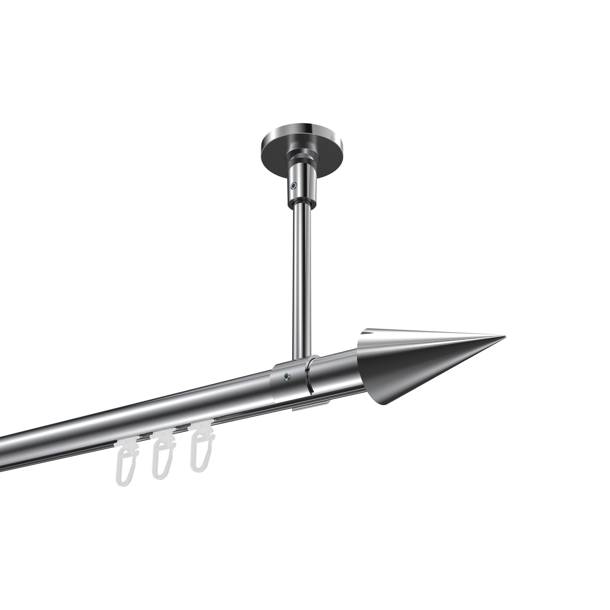 GARDINENSTANGE INNENLAUF Sonette Savio 480 cm (geteilt in 3 x 160 cm), 1-läufig, 20 mm Ø Chrom - Chromfarben, Metall (480cm) - INTERDECO